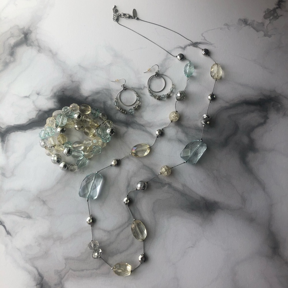 NY&Co Beaded Bracelet, Earring, Necklace Set
